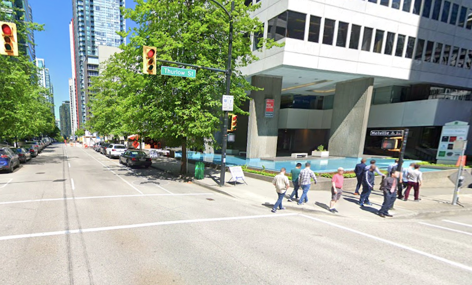The VPD will assist with intermittent traffic holds at the Melville/Thurlow intersection in downtown 鶹ýӳfor filming on Saturday, Sept. 21, 2024.
