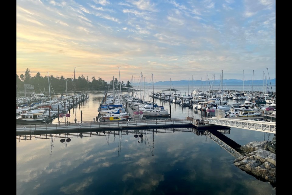 Marina views from a waterfront suite at the Fairwinds Residences in Nanoose Bay. These renovated luxury condos are available as short-term rentals and make a great home base for a visit to the mid-Vancouver Island region