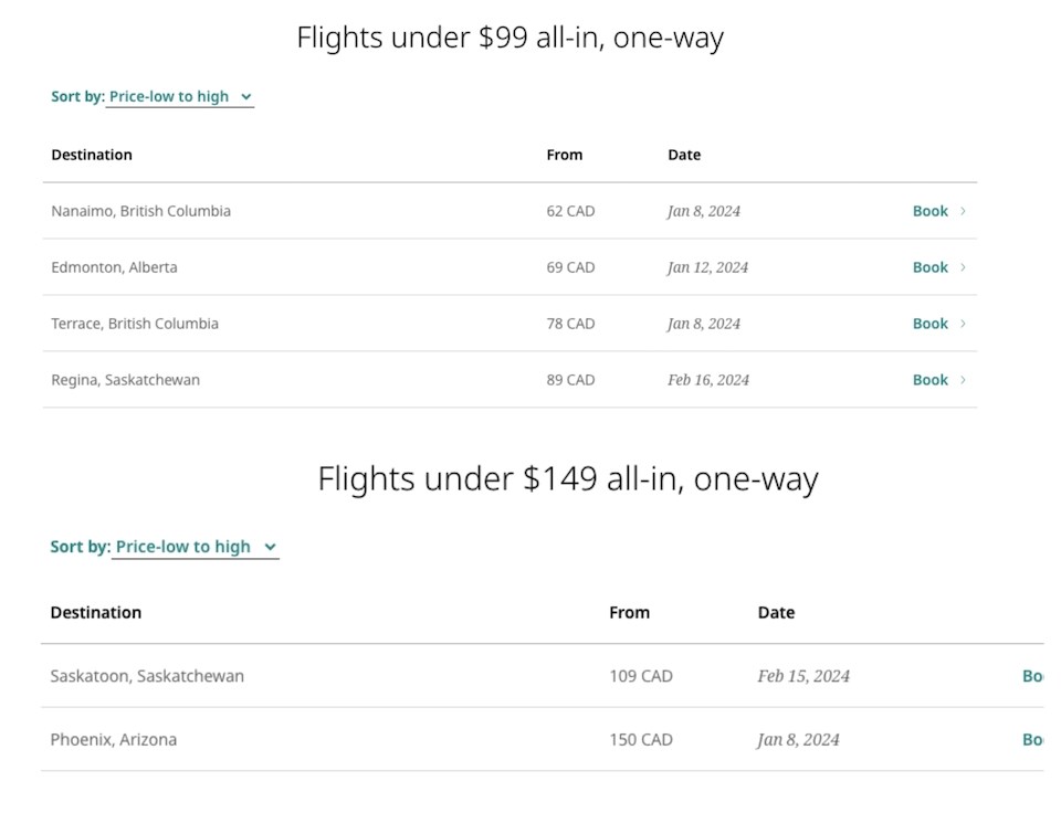 westjet-black-friday-vancouver-options