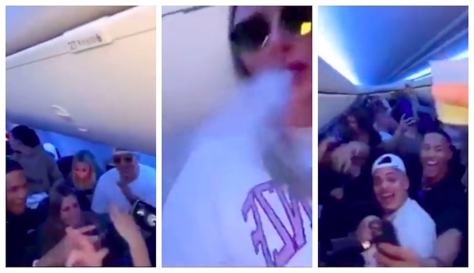 people-partying-sunwing-plane
