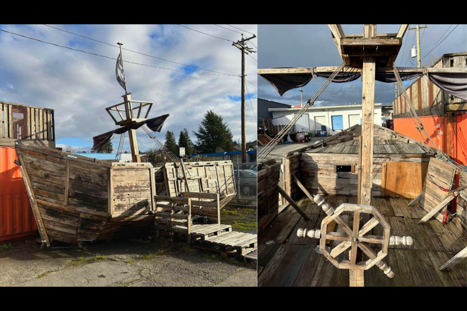 A pirate ship made of pallets is being given away for free on Facebook Marketplace.