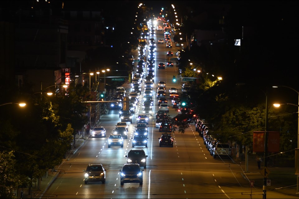 Traffic in Kitsilano moves down West 4th Avenue.