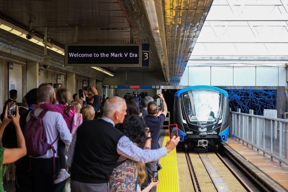 There's a new train in town: TransLink put the first of 47 new Mark V SkyTrains into service on the Expo Line on July 10, 2025.