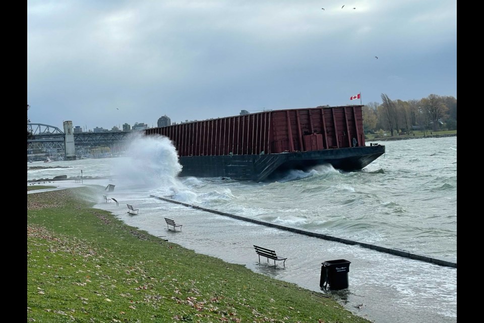 A barge has run aground in Vancouver's West End.
