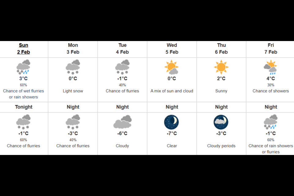 Environment Canada's forecast for the next week in Metro Vancouver.