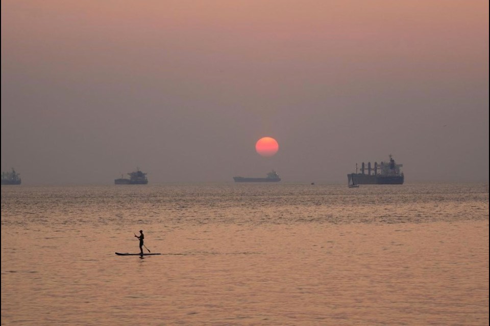 Wildfire smoke from fires in B.C., Washington, and Oregon has caused poor air quality in Vancouver. An advisory remains in effect Monday, Sept. 12, 2022.