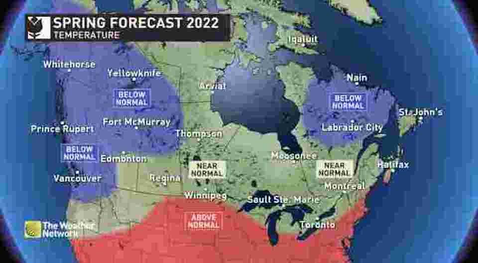 The Weather Network is calling for a more "turbulent" season in its spring forecast for Canada. B.C. is expected to see colder than average temperatures.