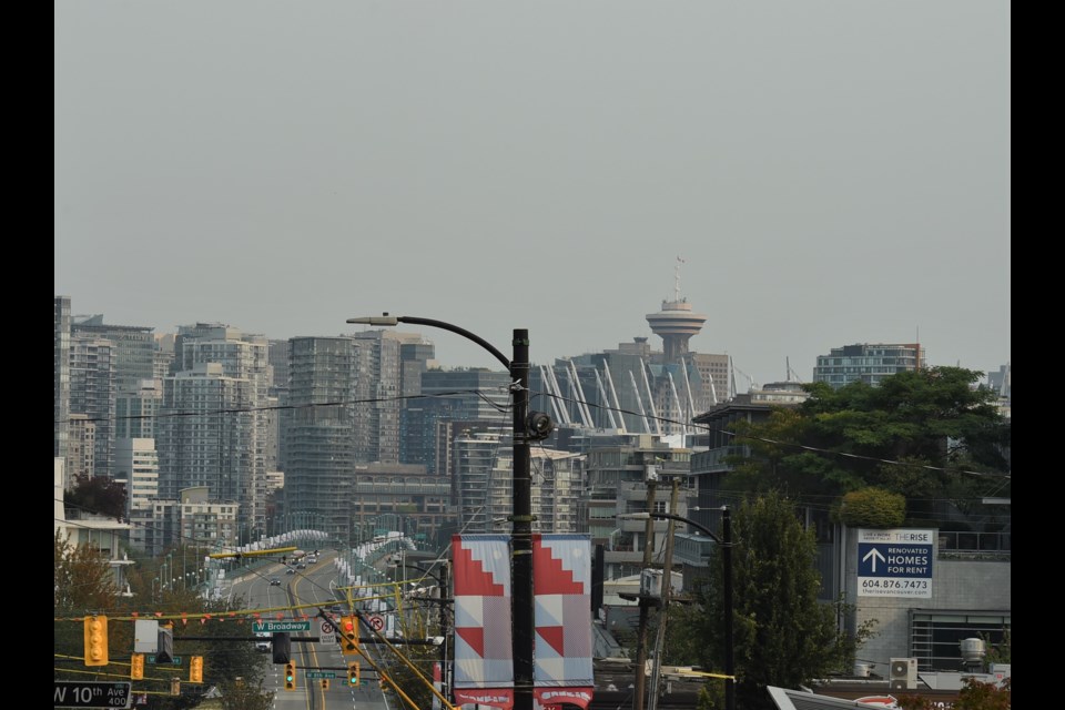 Smokey skies sit over Vancouver right now as wildfires burn in B.C.'s interior.