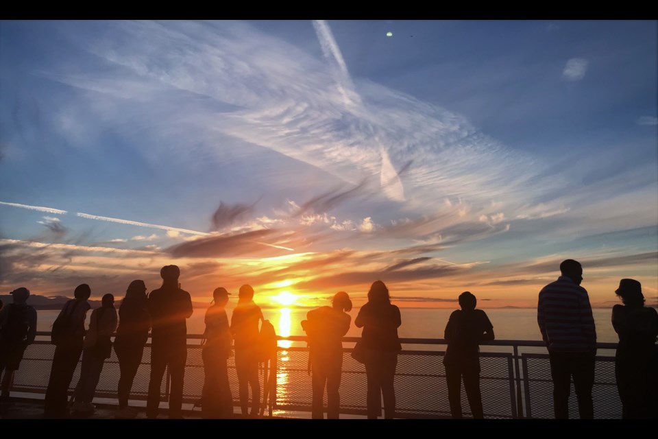 A sunset over the Salish Sea near Vancouver.