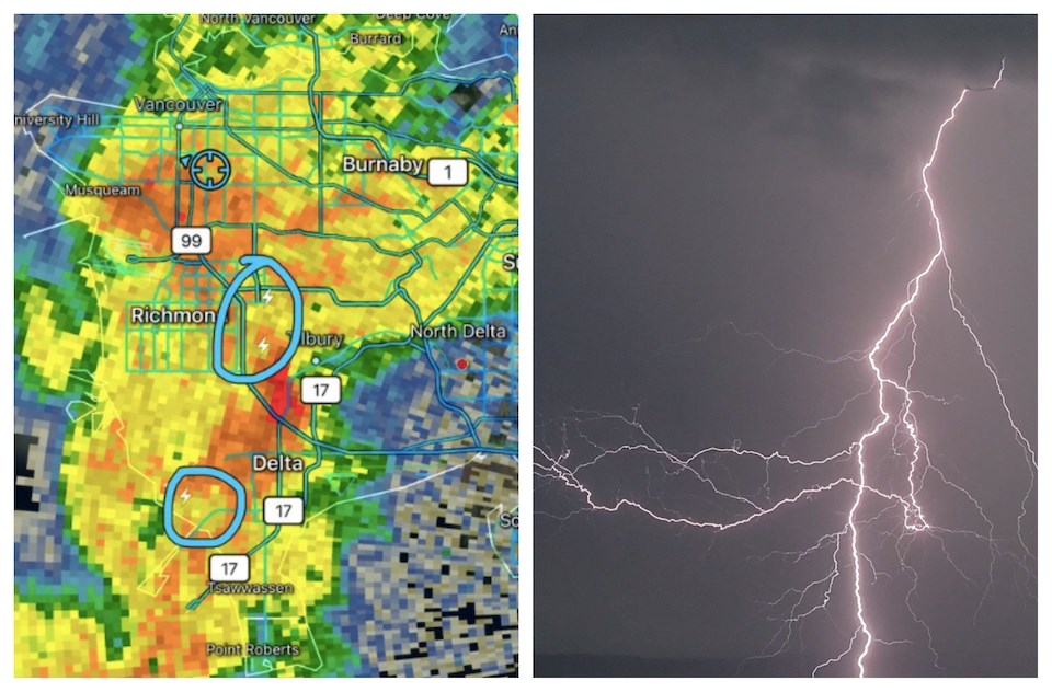 Locals shared videos of wild Metro Vancouver weather with thunderstorms and lightning strikes on March 27, 2024.