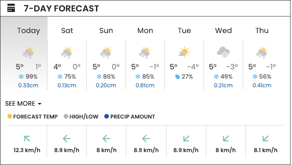 Port Coquitlam could reach a bone-chilling -4 next week.