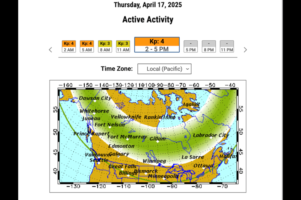 Thursday presents a final opportunity to view the dancing lights, although the aurora is expected to be less active and won't stretch as far south.