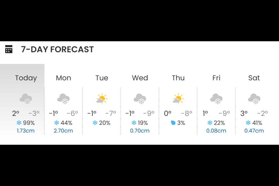 The seven-day forecast from Weatherhood for Ladner.