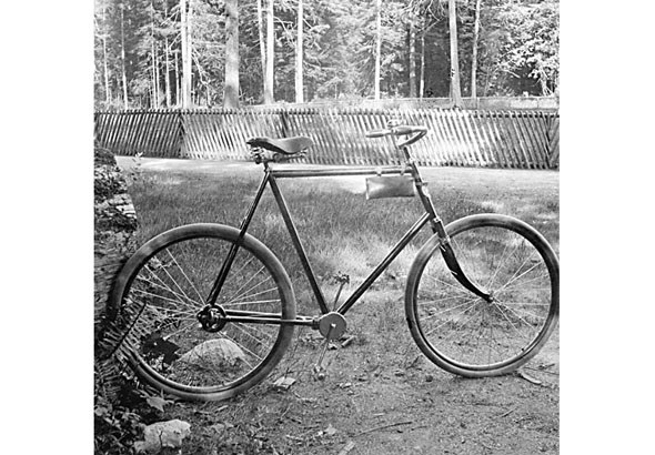 1903 - Chainless bicycle at old pond in Stanley Park