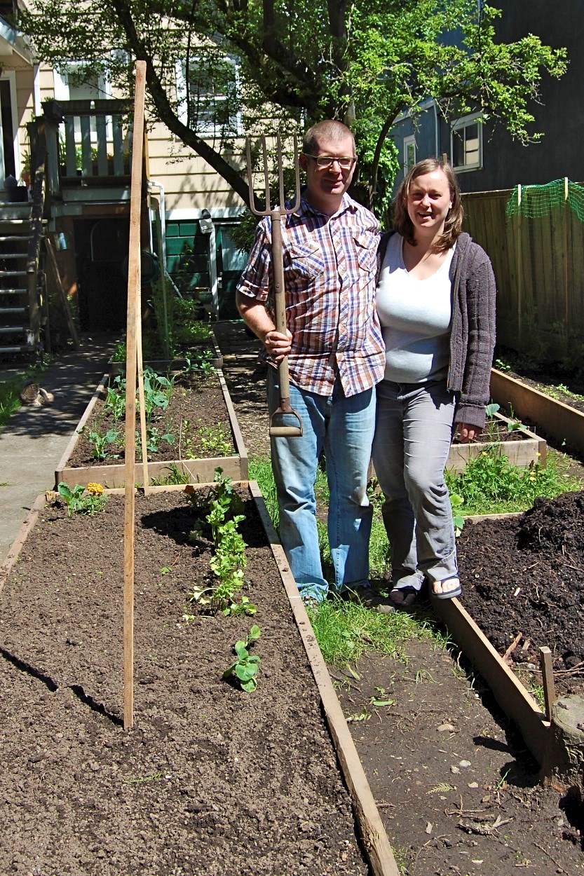 Chris & Kyla in their garden