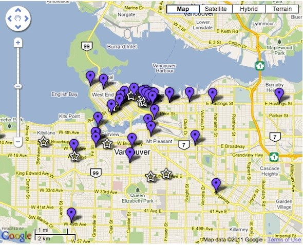 Vancouver neon map