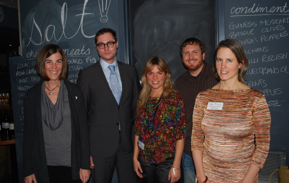 Power Plant Vancouver presenters Amanda Pitre-Hayes, Malcolm Shields, Myriam Laroche, Ben West and Lisa Princic at Salt Tasting Room.