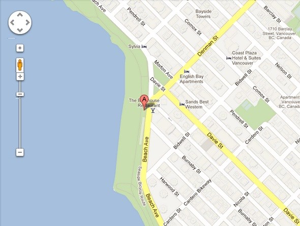 Google Map to Cactus Club - English Bay