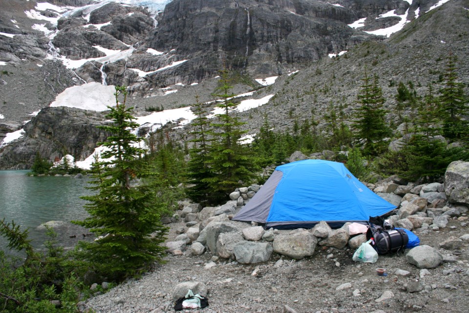 Camp site at Joffre Lakes Provincial Park