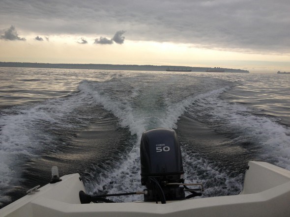 speed boat wake in English Bay