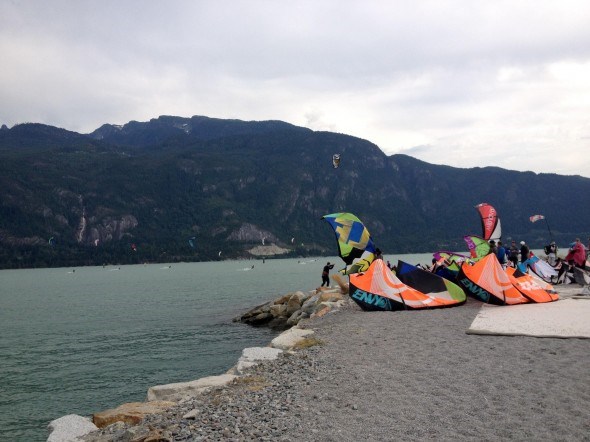 kiteboarding at the Squamish Spit