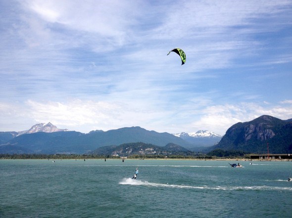 kiteboarding at the Squamish Spit