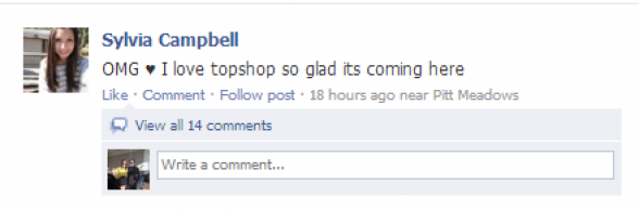 Topshop Facebook Event Post