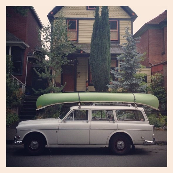 Volvo 140 Station Wagon with Canoe