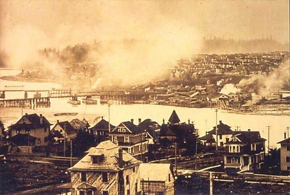  This isn't a fire, just the smoky industry-filled False Creek back in the day!