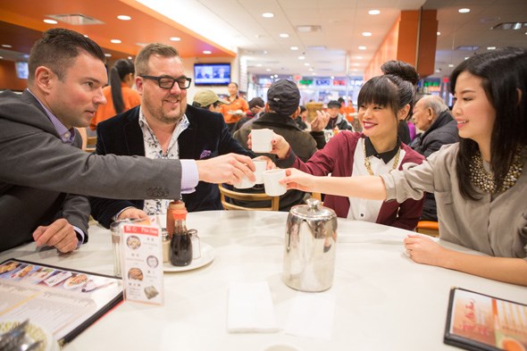 Sheng Li Leadership Team: John Blown, Chris Breikss, April Yau, Amy Bao at New Town Bakery. Photo: Kris Krug