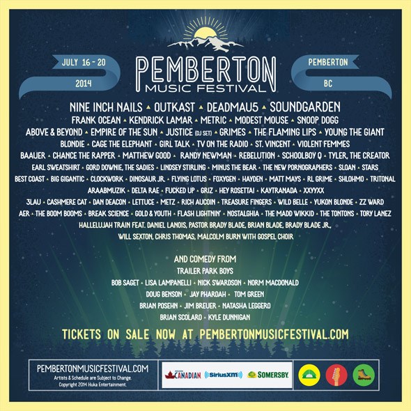 Pemberton Music Festival lineup 2014