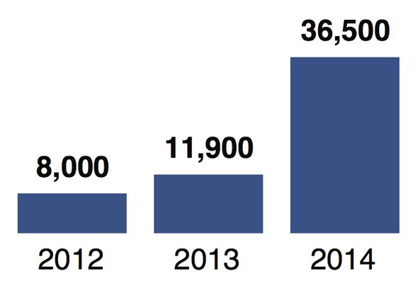 V.I.A. Facebook growth year to year