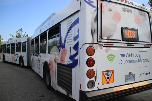  Look for 3 of these complimentary Wi-Fi buses on your commute! This photo was shot before they rolled out; I assure you the Wi-Fi is not 
