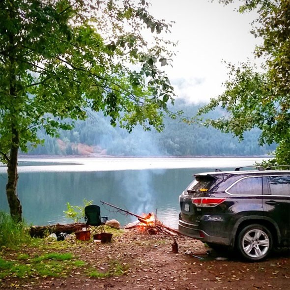  In the fall I sleep in the back of the Highlander instead of setting up a tent