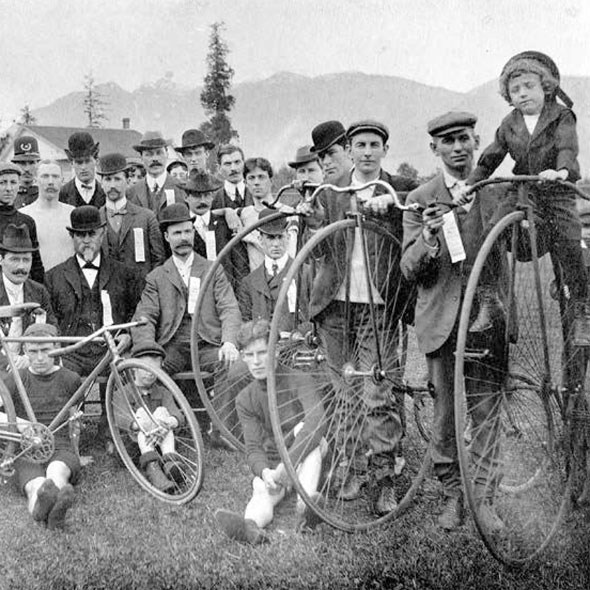  Cyclists at Brockton Point. 1890s.