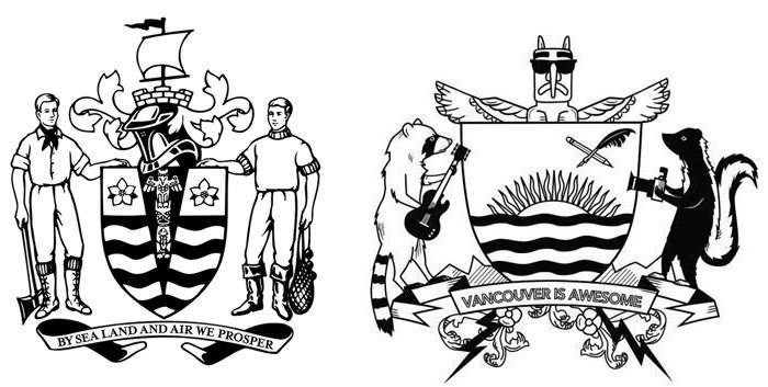  Left: City of Vancouver coat of arms. Right: Vancouver Is Awesome coat of arms.