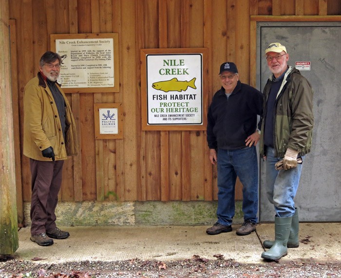  Ken Traynor, Jack Gillen and Gord Lipke, outside the Nile Creek Hatchery