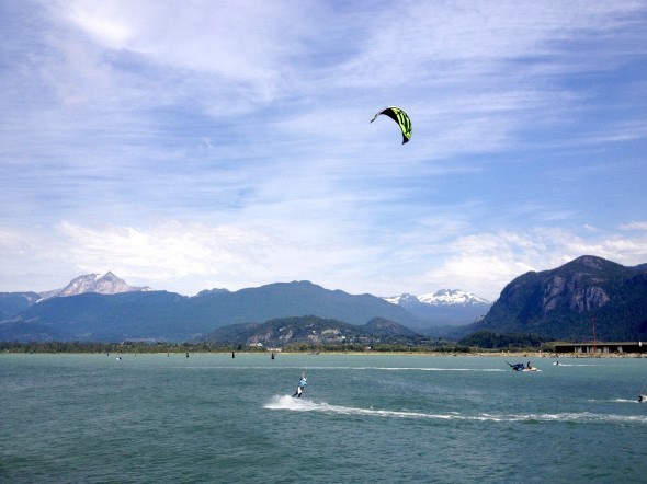  Kiteboarding off the Squamish spit. Photo Bob Kronbauer