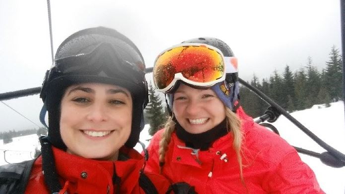 Karine and Mercedes on the chair lift.3