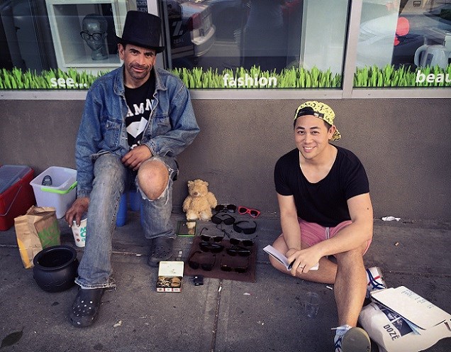  Tony (left) & Eddy (right) having a chat on the sidewalk. 