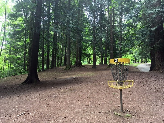  Part of the disc golf course through the forest.