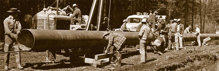  Construction of the original Trans Mountain pipeline, 1953. Photo: CEPA