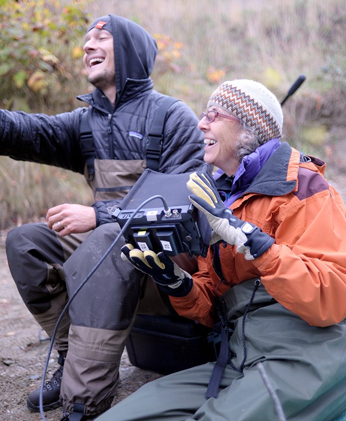 Cinematographer Athen Merrick with Nettie Wild on location filming for Uninterrupted. Photo: Sarah Butterfield