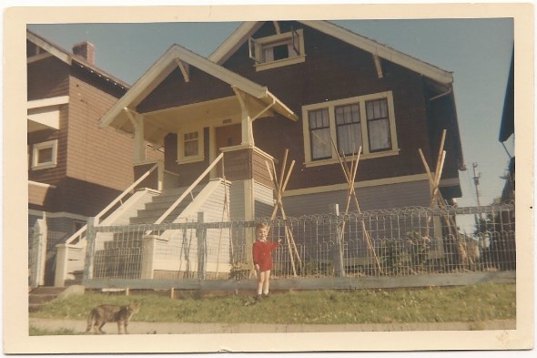  Young Donato Calogero in Front of 1358 Graveley Street with cat, late 1960s. From the collection of Donato Calogero.