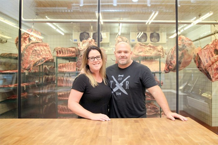  Margot and Jason Pleym get set to welcome visitors to their soon-to-open eatery and butcher shop. The North Vancouver couple started their business 10 years ago with little more than a big dream and four head of cattle. photo Lisa King, North Shore News