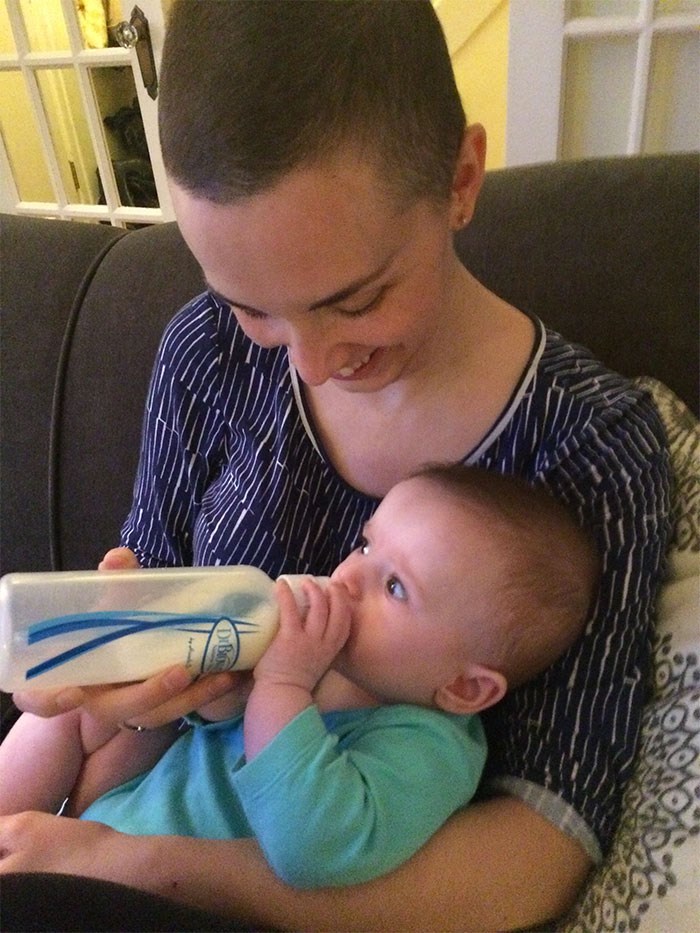  Edie helped her mother though a difficult moment - switching from nursing to bottles.
