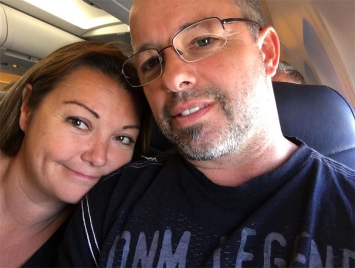  Lower Mainland couple Theresa and Mike Welsh hid from a Las Vegas gunman under a poker table at a nearby casino. The couple shot this photo Monday morning on their way home from Vegas. Photo: Facebook screen grab