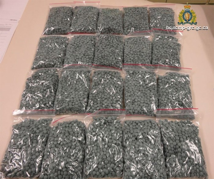  40,000 fentanyl pills seized in a Richmond apartment in Feb. 2016. Photo submitted by RCMP Oct. 3, 2017