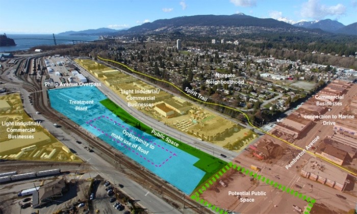  A map showing where the new wastewater treatment plant will be built in North Vancouver. - image supplied