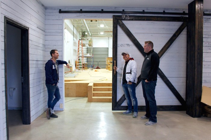  Josh McWilliams, Jason Wong, and Ryan Mackay look in on the build-out progress inside YVR Prep (Lindsay William-Ross/Vancouver Is Awesome)